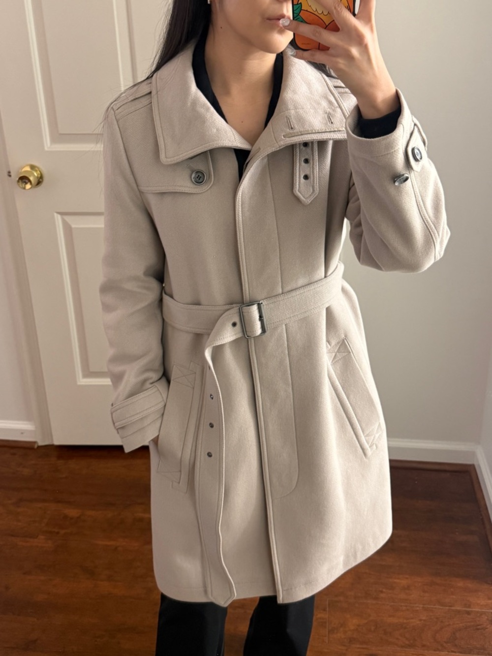 Burberry Brit Belted Wool-Cashmere Blend Trench Coat in Light Beige